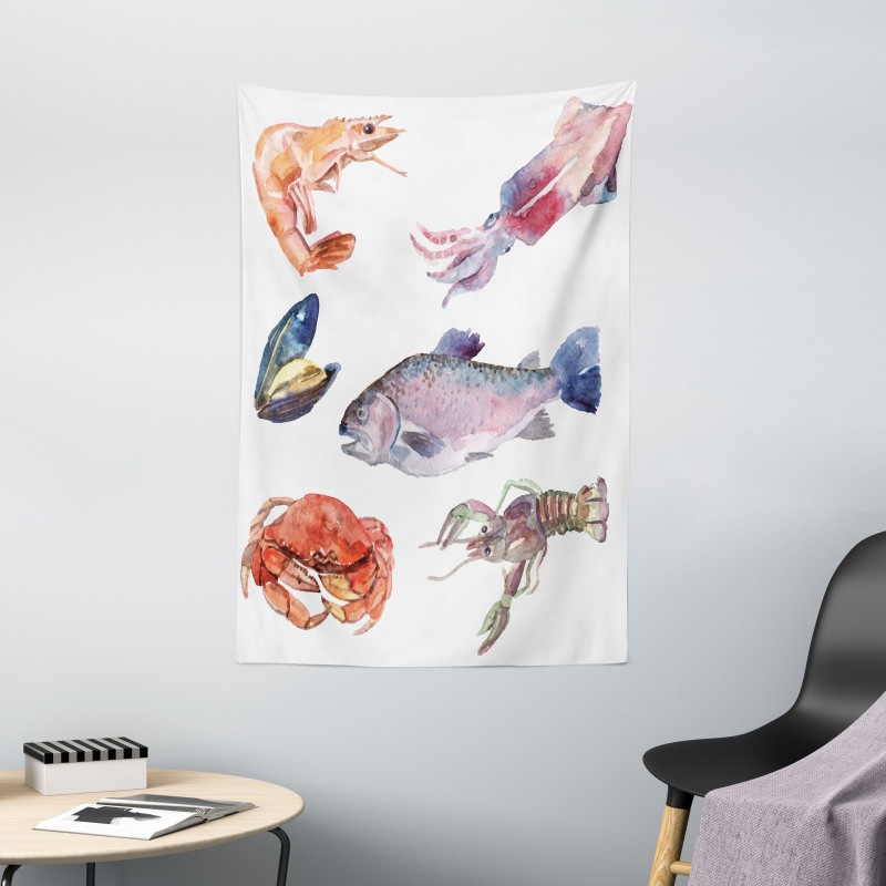 Sea Animals Watercolor Tapestry