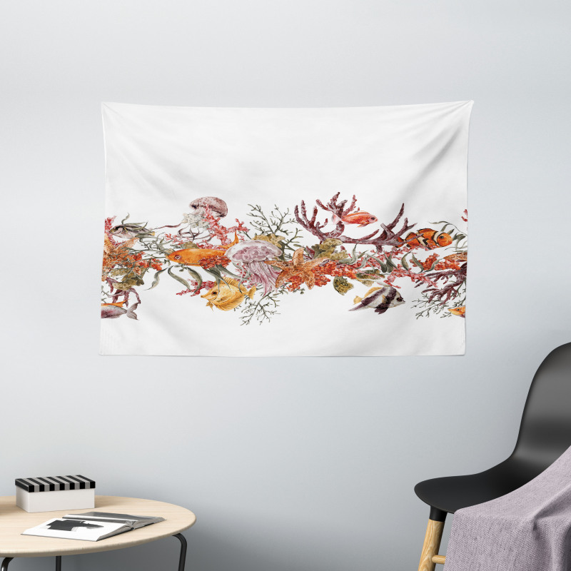 Coral Algea Sealife Wide Tapestry