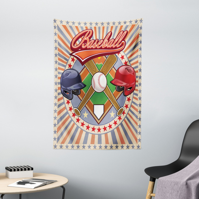 Retro Pop Art Baseball Tapestry