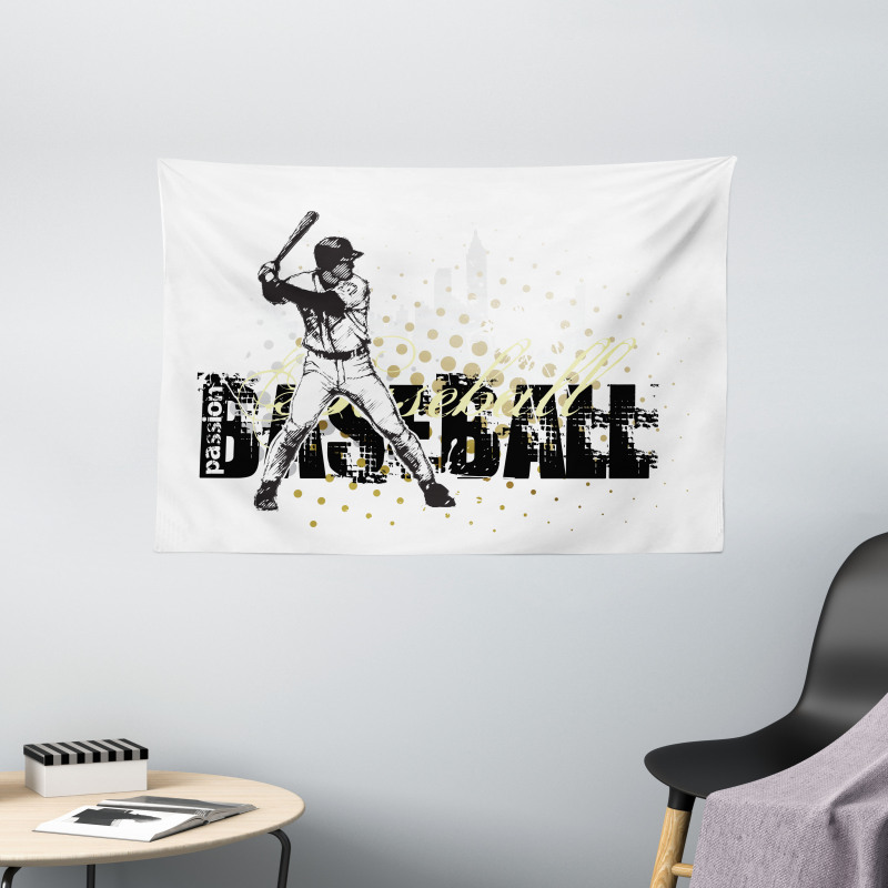 Baseball Grunge Batting Wide Tapestry