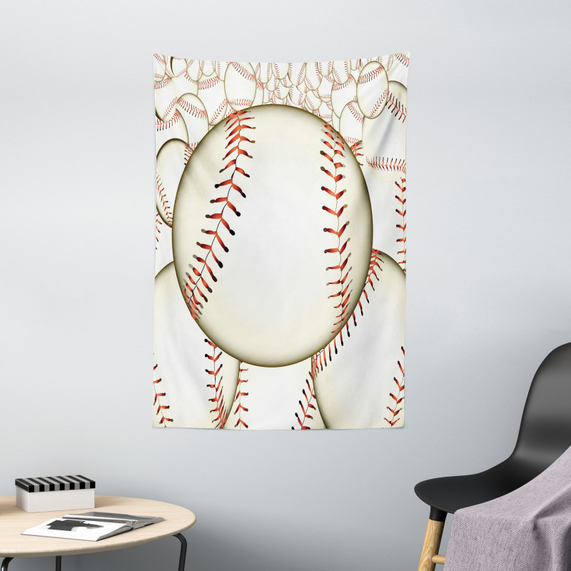 Baseball Ball Pattern Tapestry