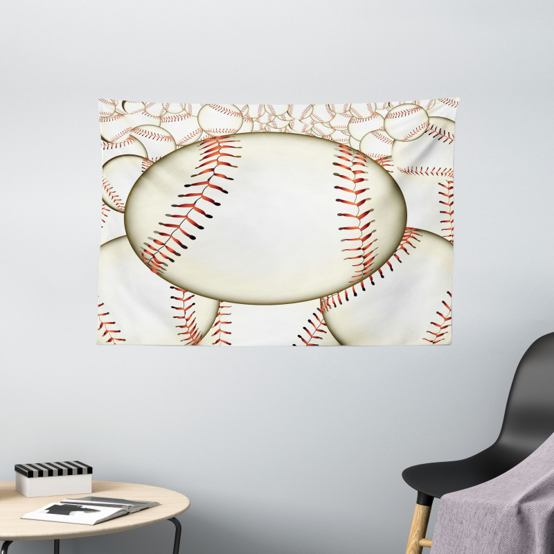 Baseball Ball Pattern Wide Tapestry