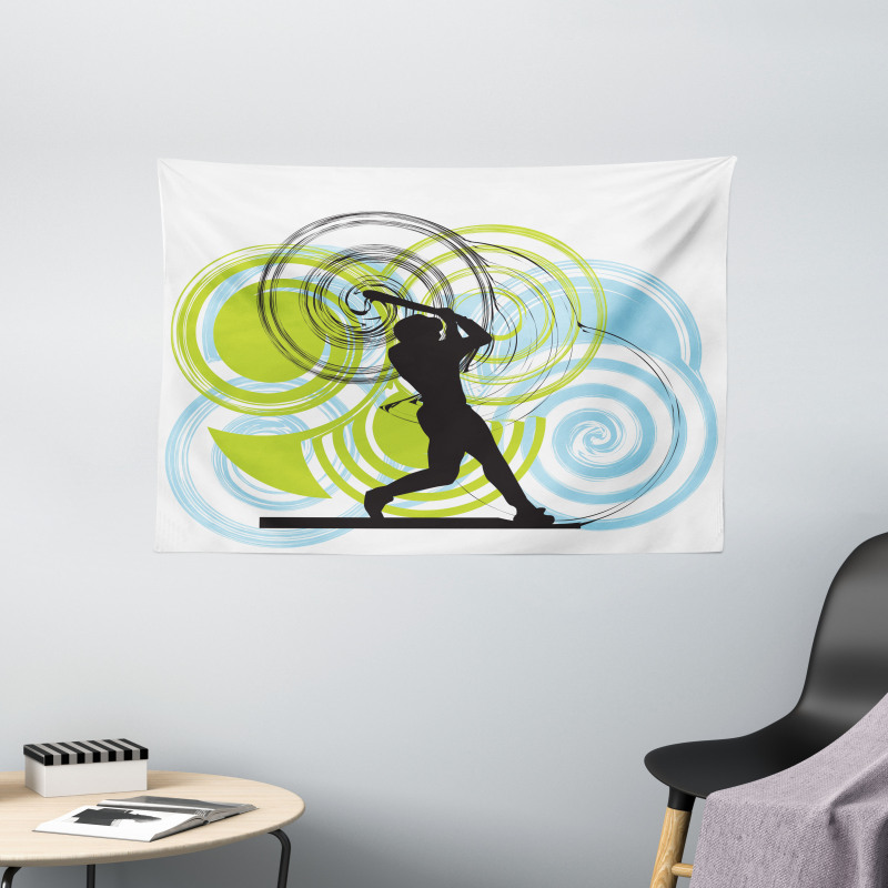 Baseball Player Circles Wide Tapestry