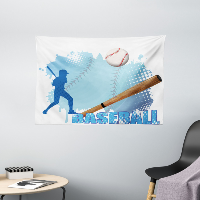 Baseball Sport Cartoon Wide Tapestry