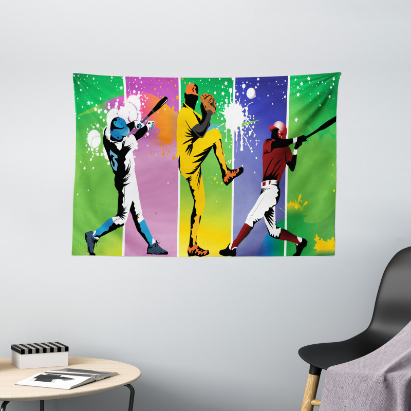 Baseball Grunge Splash Wide Tapestry