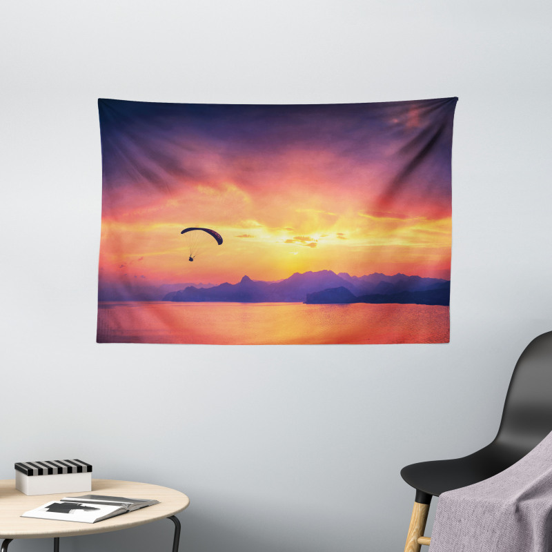 Paragliding at Sunset Wide Tapestry
