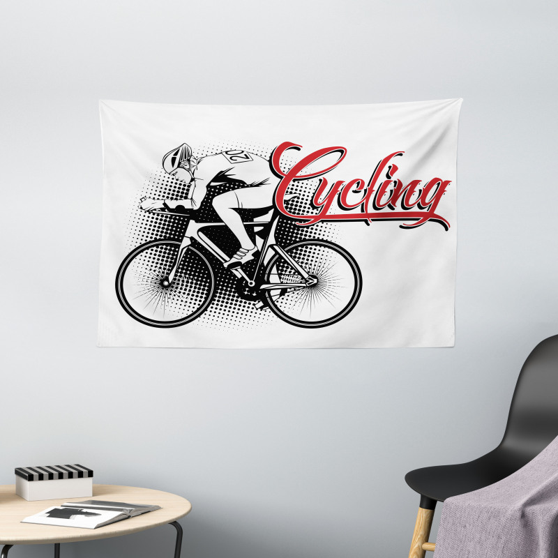 Cycling Man Sport Bike Wide Tapestry