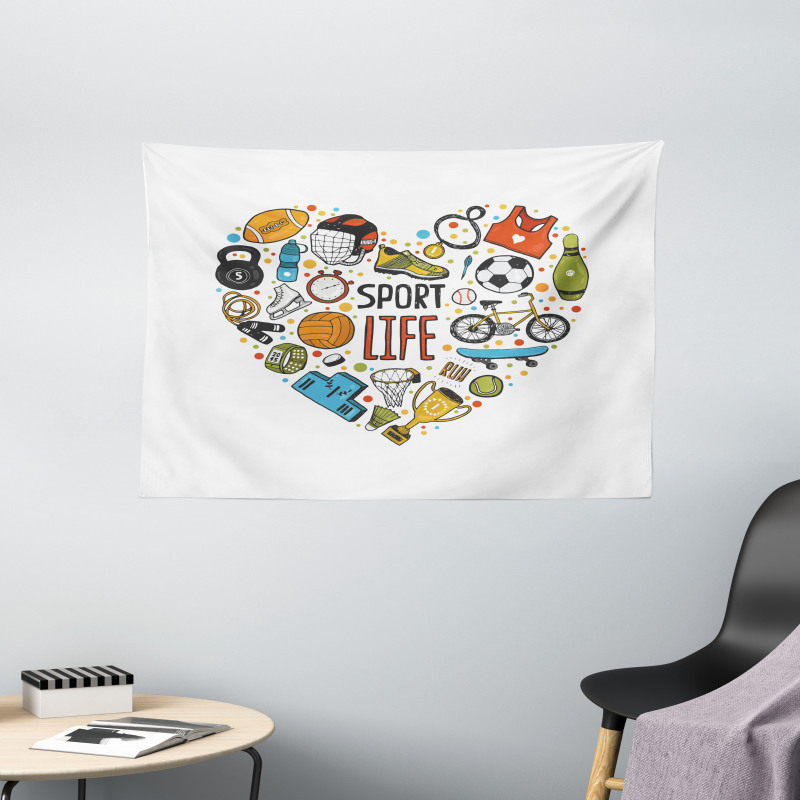 Heart with Sport Wide Tapestry