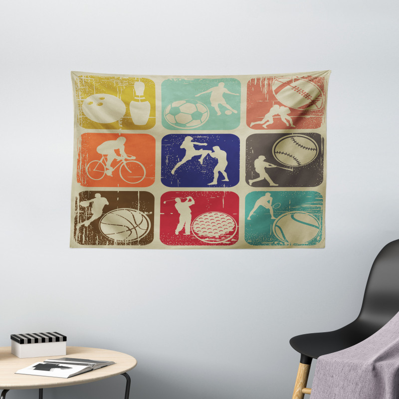 Grunge Sports Banners Wide Tapestry