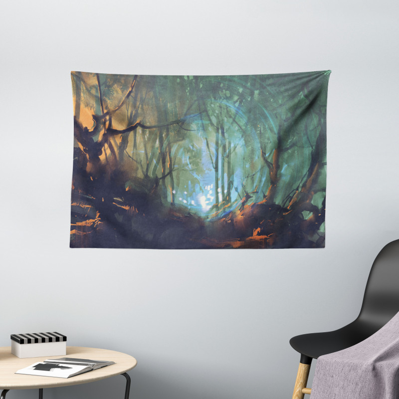 Mystic Dark Forest Wide Tapestry