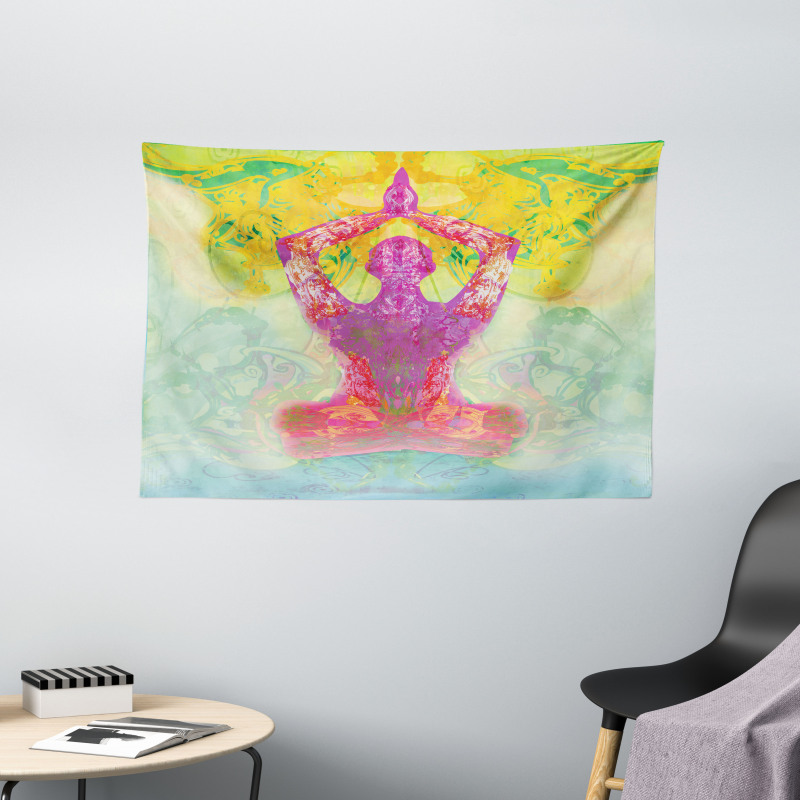 Men in Meditation Wide Tapestry