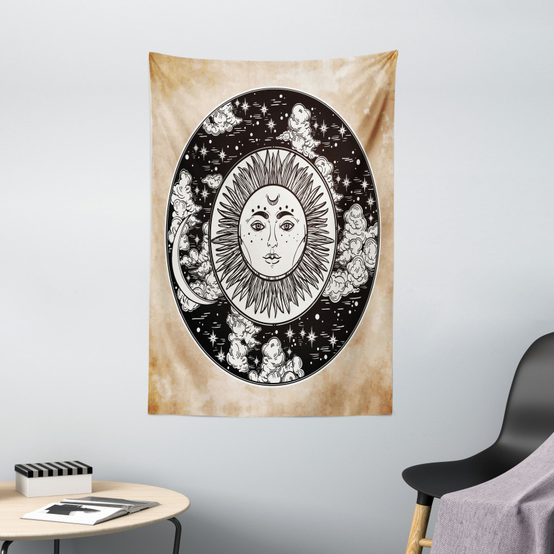 Sun Face Moon Tapestry