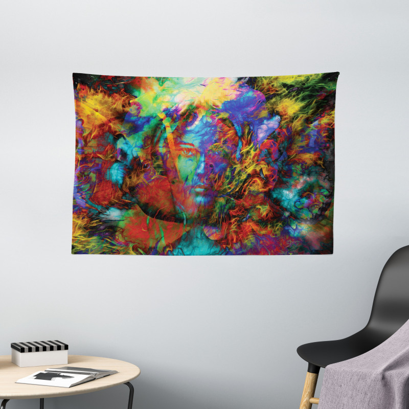 Woman Face Spirit Wide Tapestry