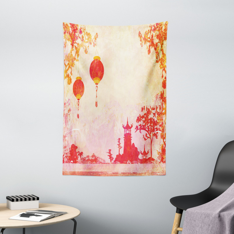 Chinese Lanterns Building Tapestry