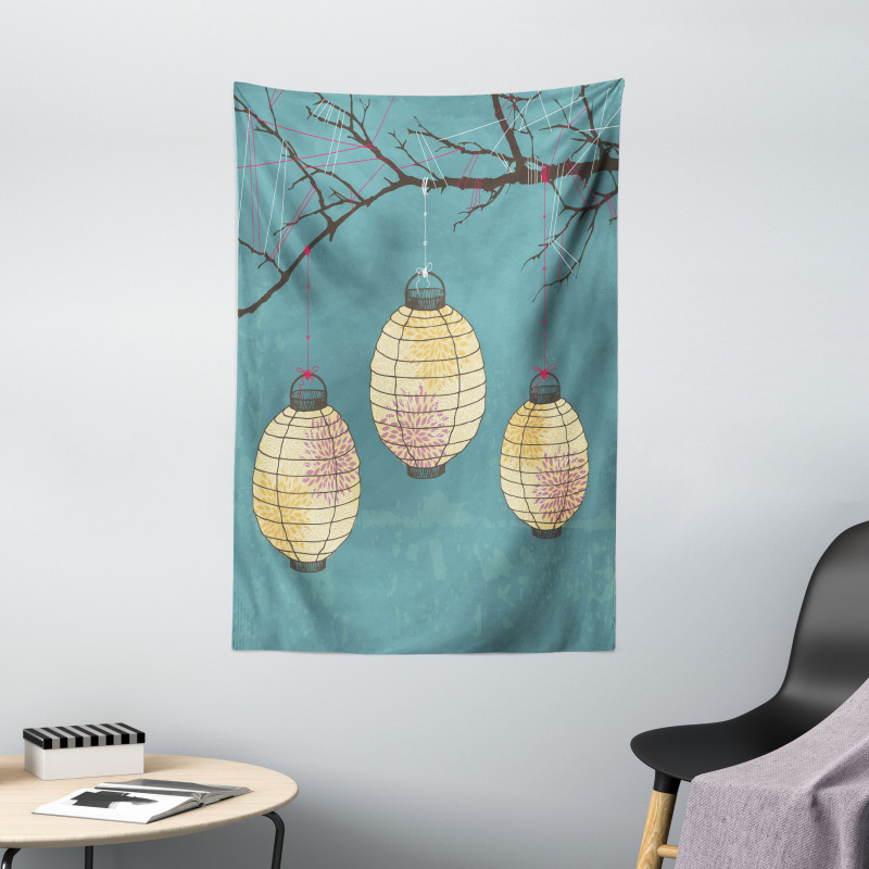 Lanterns Hanging on Tree Tapestry