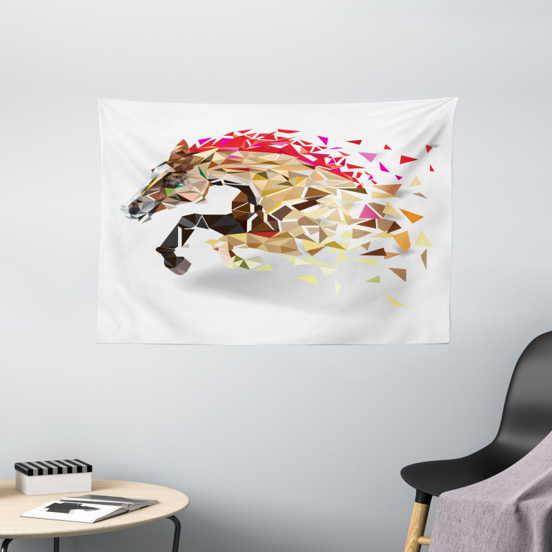 Abstract Art Wild Horse Wide Tapestry