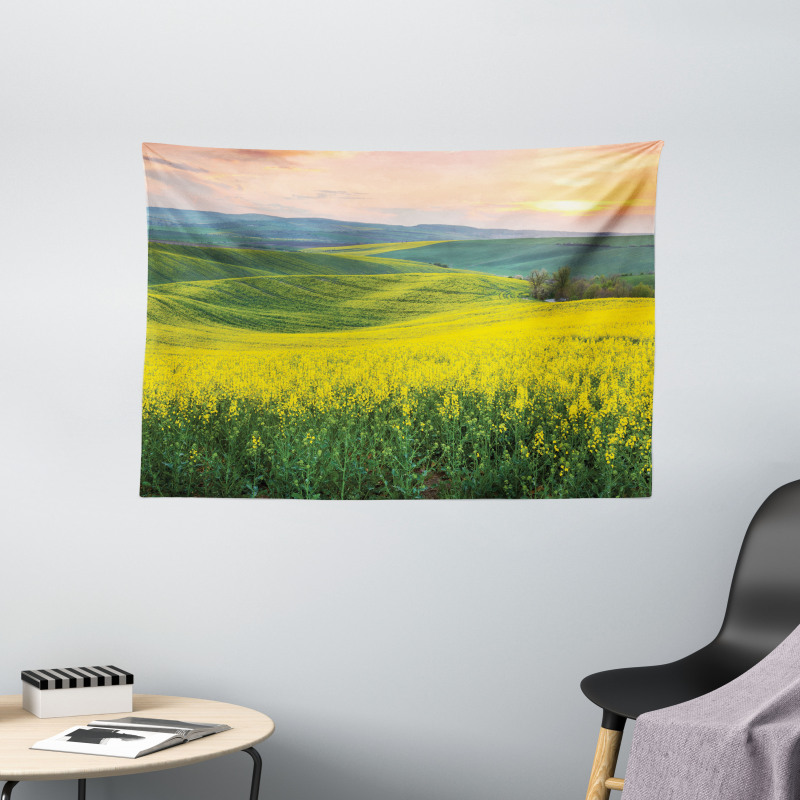 Hills Valley Sunrise Wide Tapestry