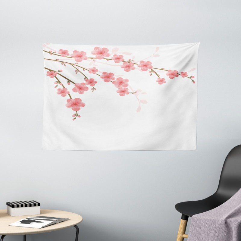 Cherry Blossom Artwork Wide Tapestry