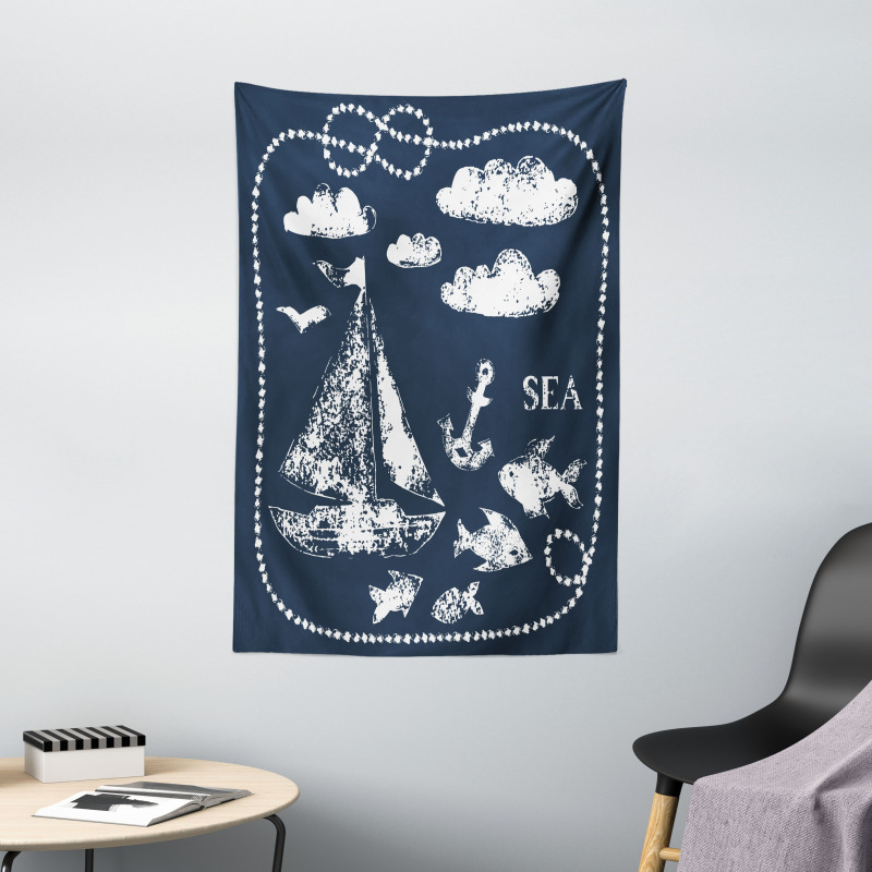Boat Clouds Anchor Tapestry