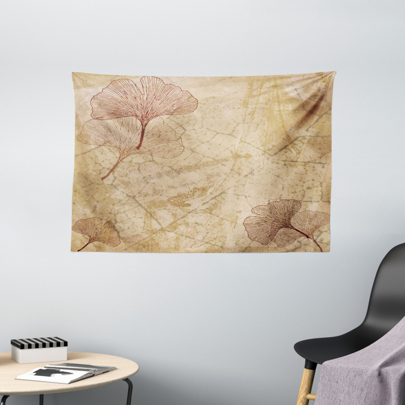 Vintage Leaves Grunge Wide Tapestry