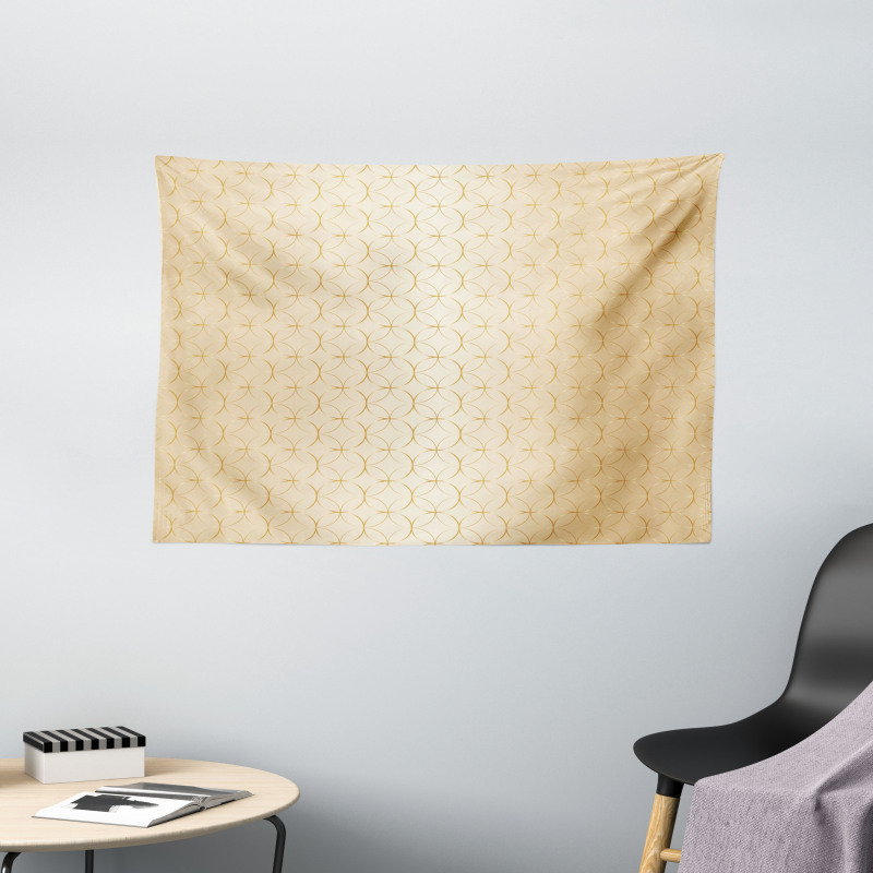 Geometric Gold Patterns Wide Tapestry