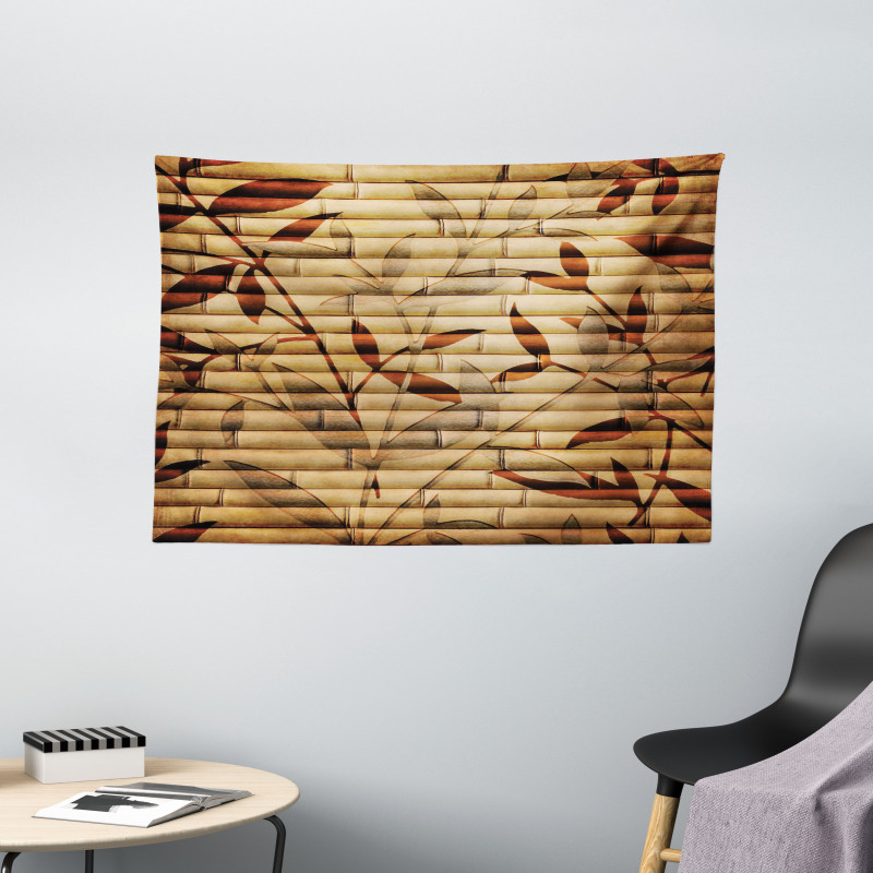 Bamboo Leaves Bohemian Wide Tapestry