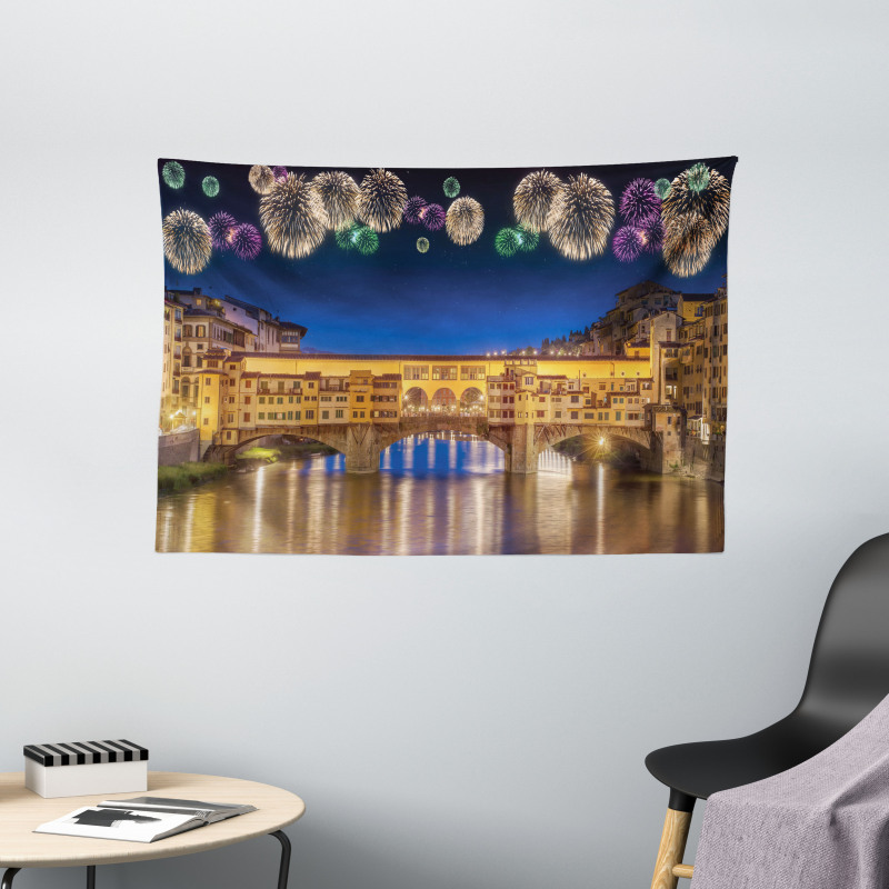 Night Panoramic View Wide Tapestry