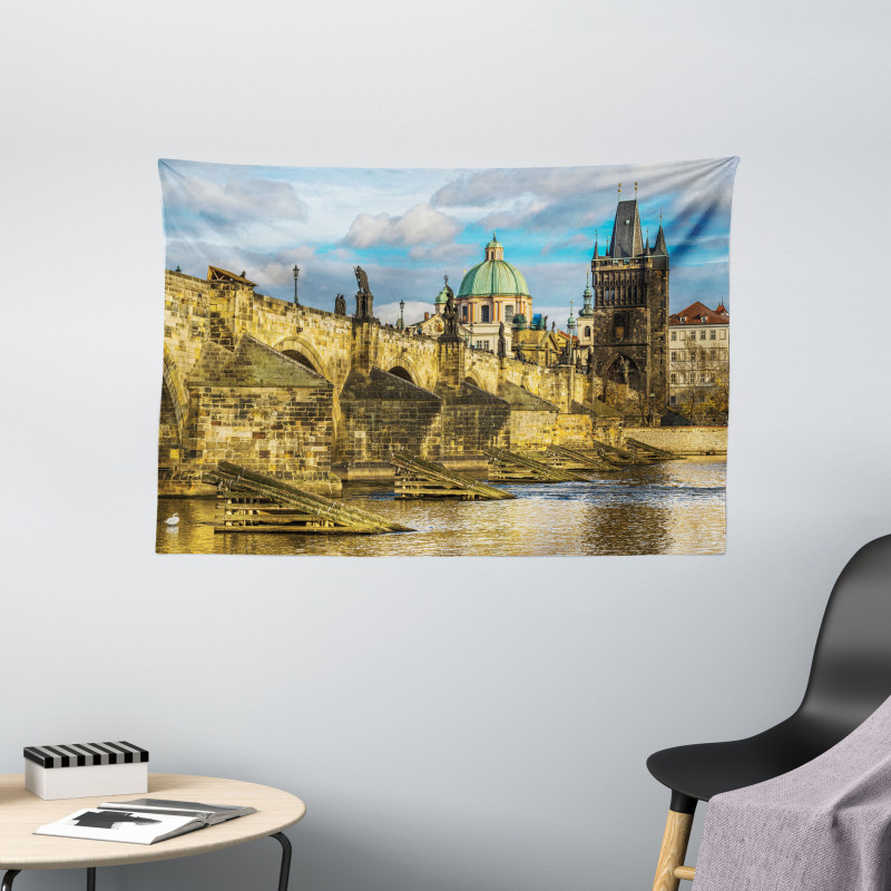 Czech Antique Castle Wide Tapestry