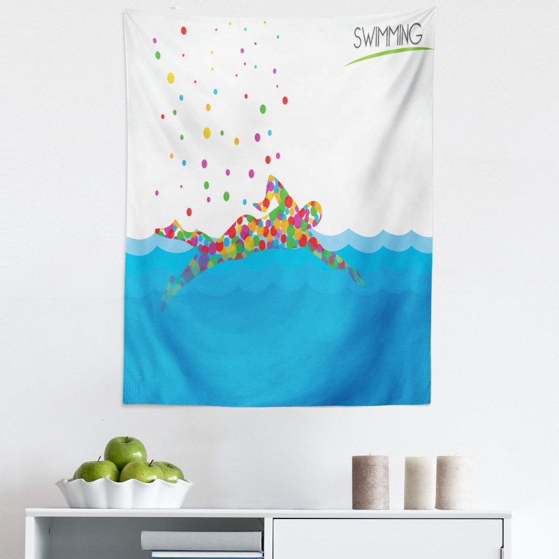Deniz ve Okyanus Mikrofiber Duvar Halısı Rengarenk Yüzücü Desenli
