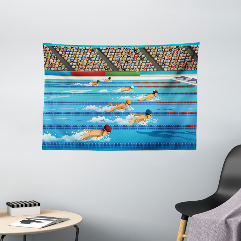 Olympics Swimming Race Wide Tapestry