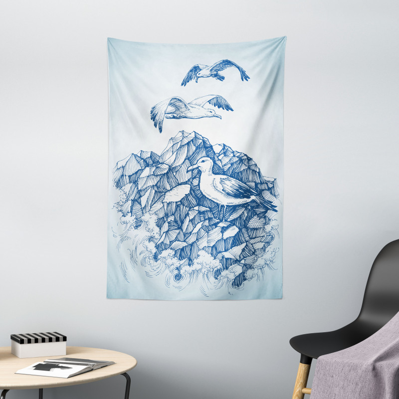 Seagull Mountain Sketch Tapestry