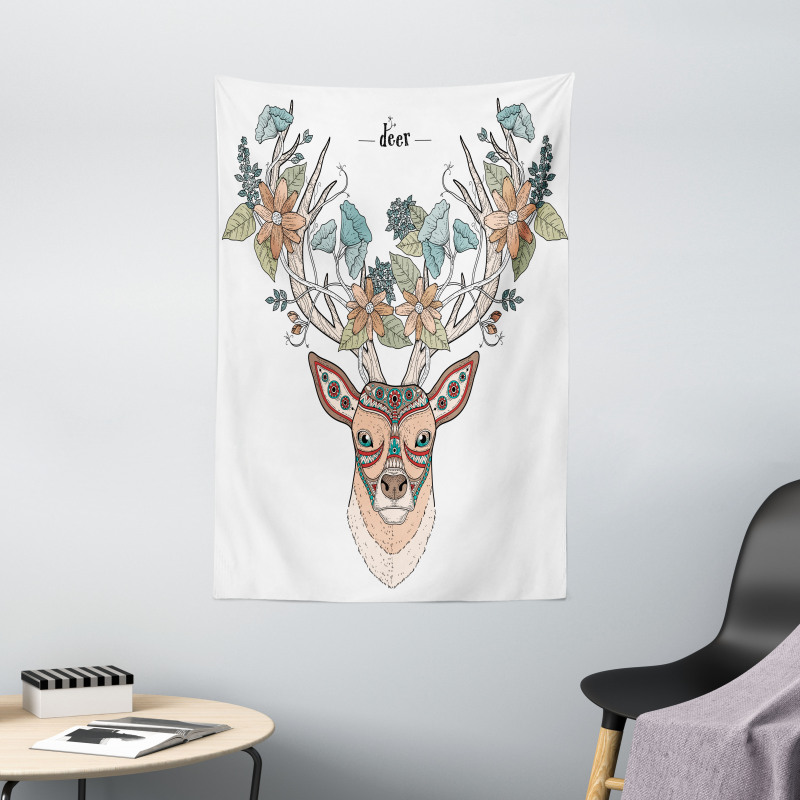 Deer Head Floral Ethnic Tapestry