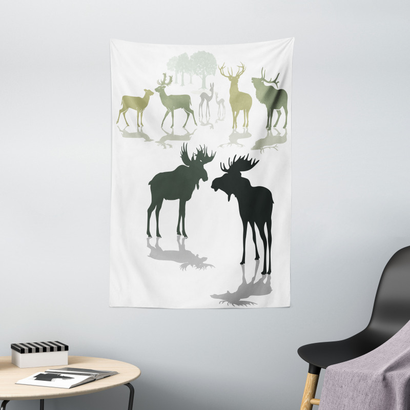 Elk Deer Fawn Forest Tapestry