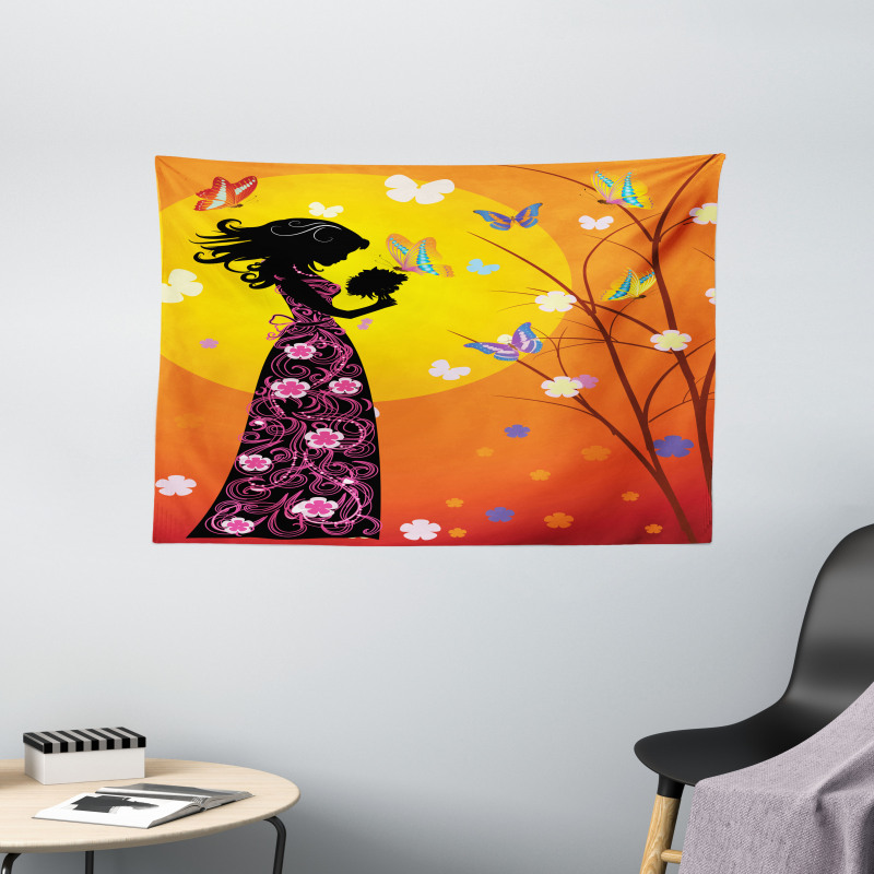 Floral Dress Wide Tapestry