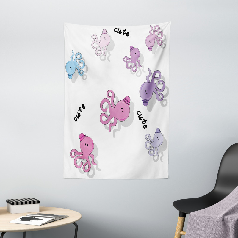 Cartoon Octopus Art Tapestry