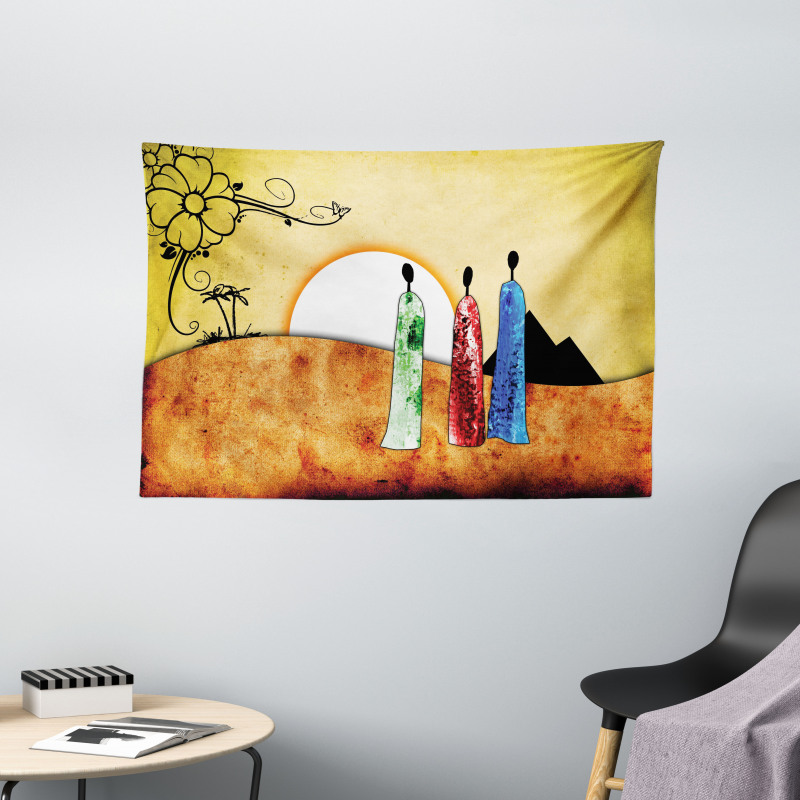Tribe Facing Sunrise Wide Tapestry