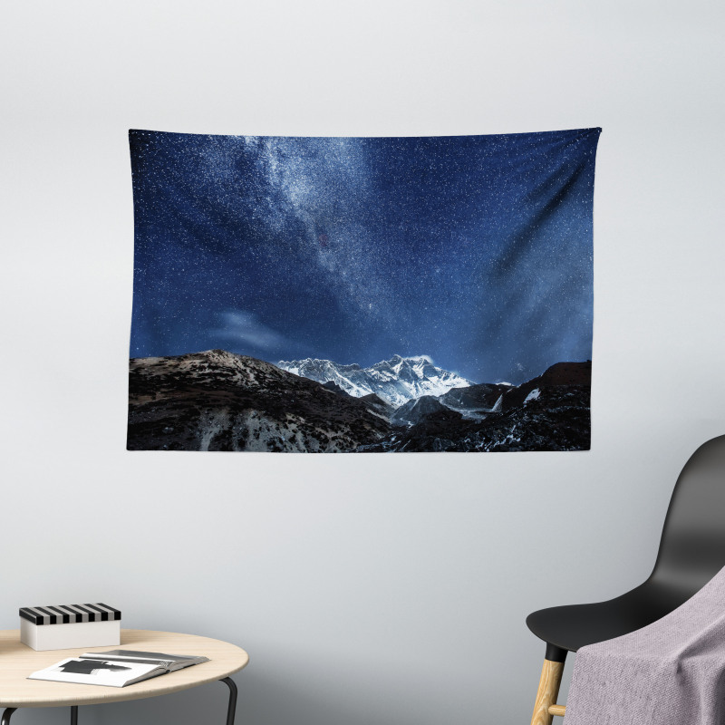 Starry Blue Night Cosmos Wide Tapestry