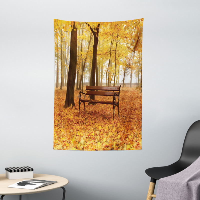 Misty Autumn Park Rustic Tapestry