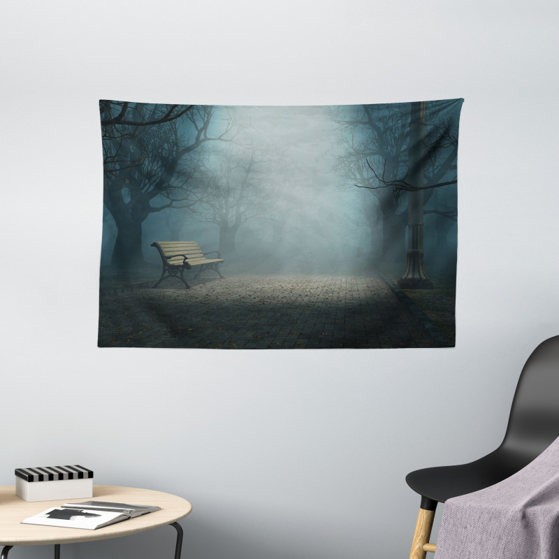 Mysterious Park Horror Wide Tapestry