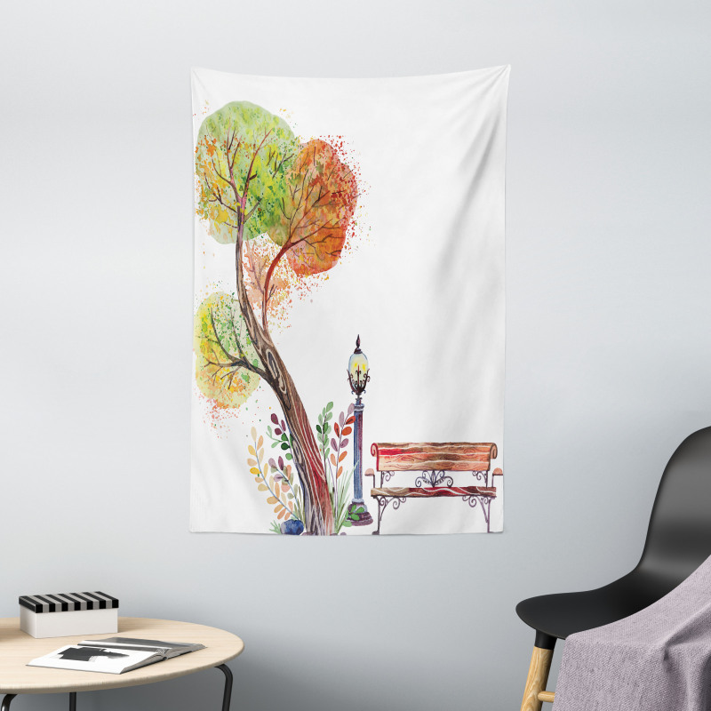Autumn Day in Park Vintage Tapestry
