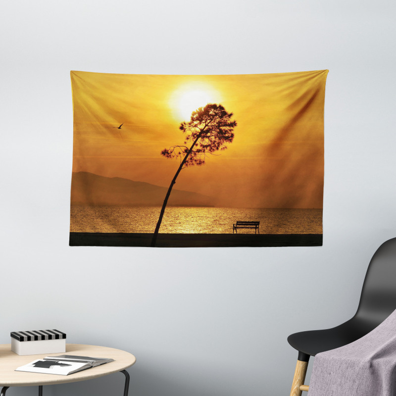 Romantic Sunset Twilight Wide Tapestry