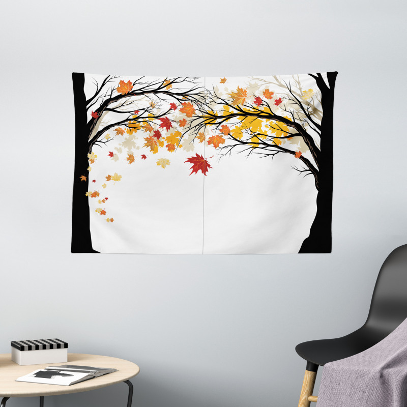 Trees with Dried Leaves Wide Tapestry