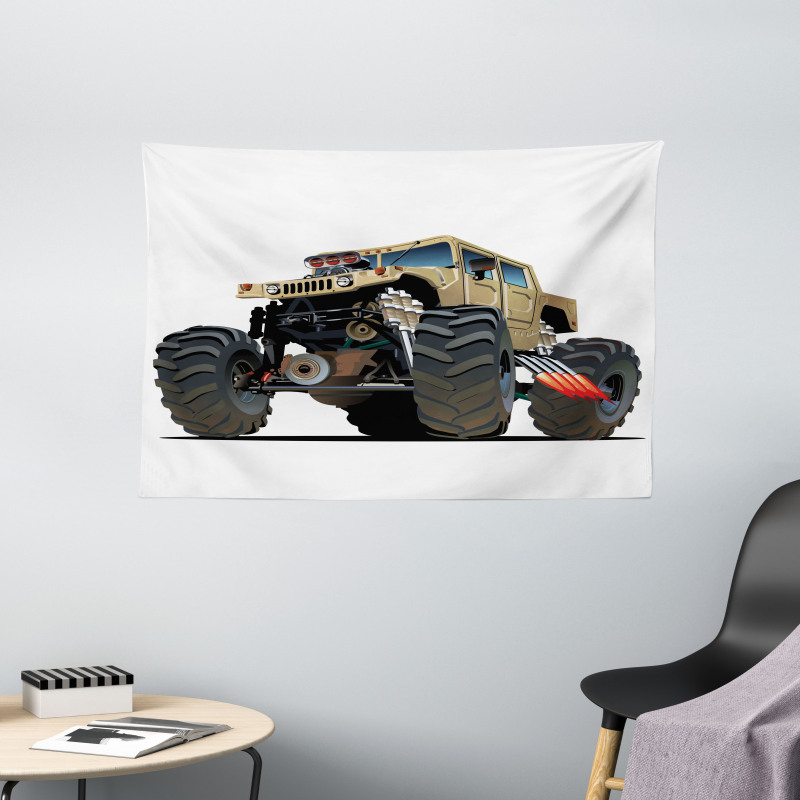 Monster Truck Racing Wide Tapestry