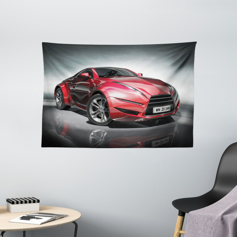 Red Fast Sports Racing Men Wide Tapestry