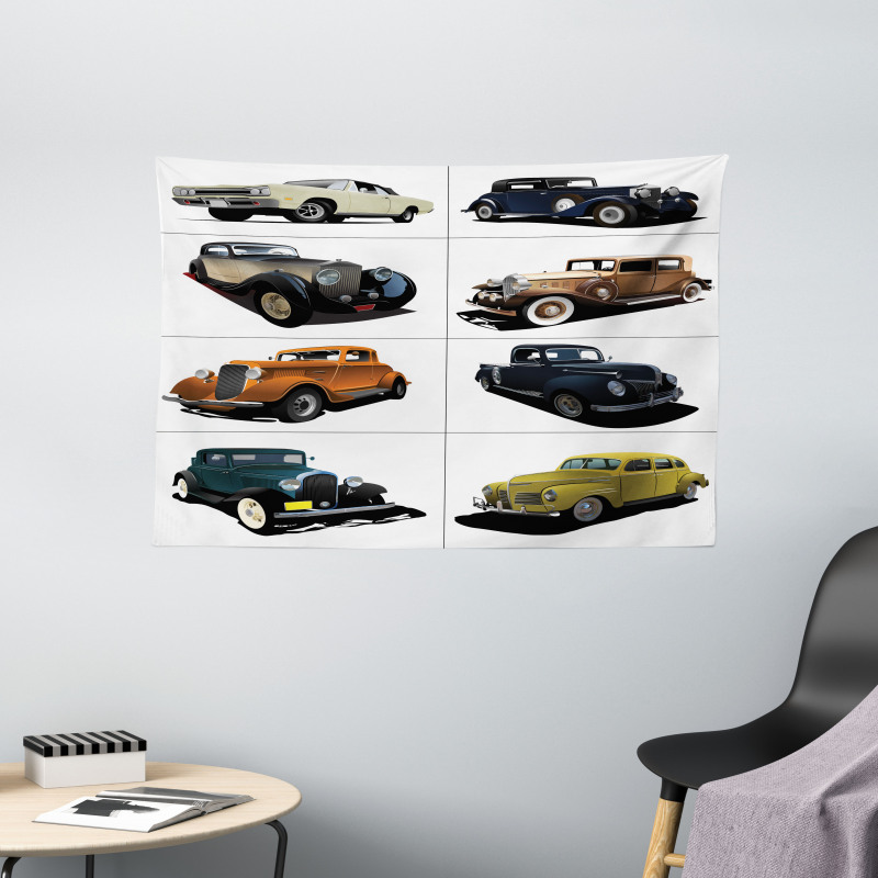 Collage of Fifties Car Wide Tapestry