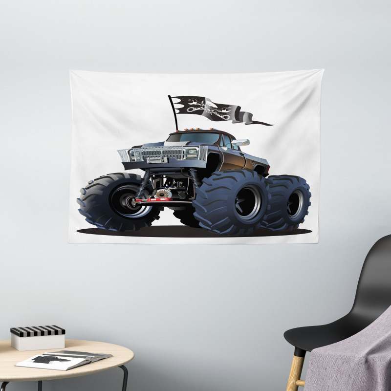 Monster Truck Pirate Wide Tapestry