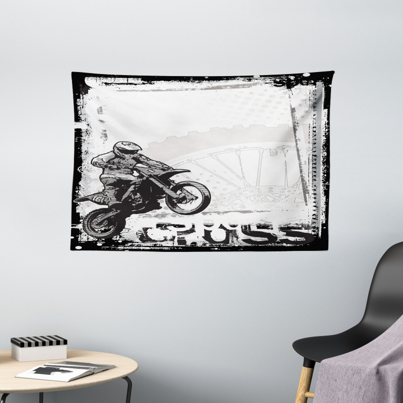 Motocross Racer Wide Tapestry
