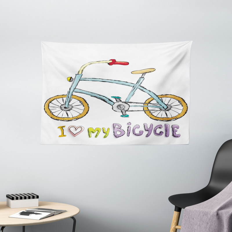 Bicycle Kids Love Words Wide Tapestry