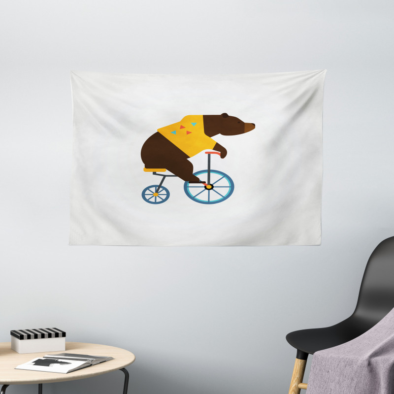 Bear Bicycle Circus Wide Tapestry