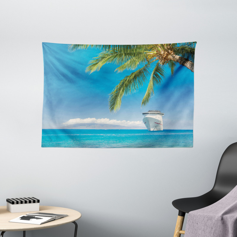 Cruise Ship Palm Tree Wide Tapestry